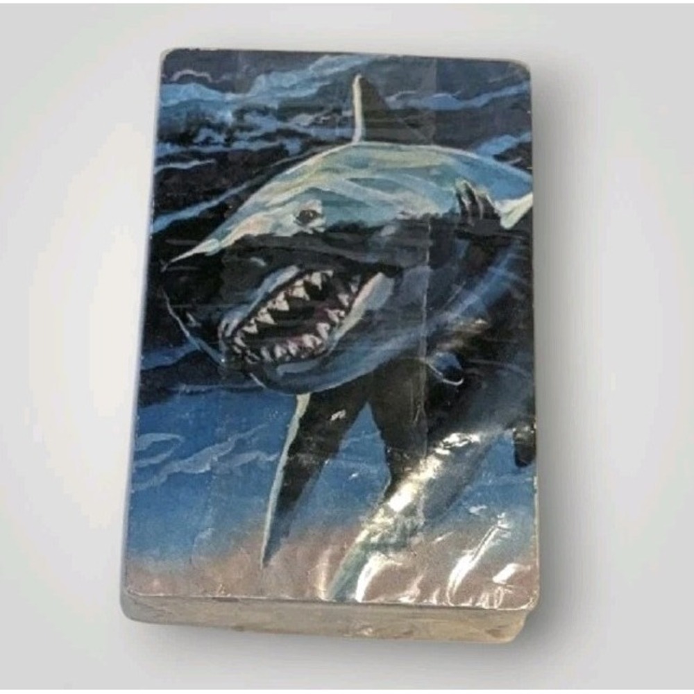 NOS Shark Playing Cards Deck Realistic Full Swap Teeth Ephemera Ocean Sealed Vtg